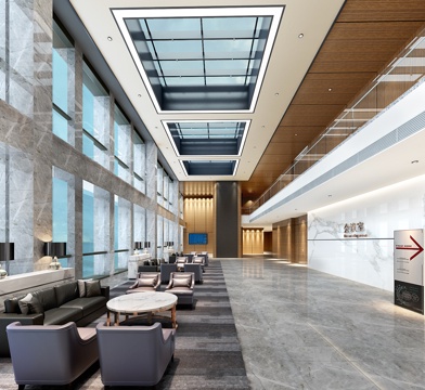  现代公司大厅3d模型 