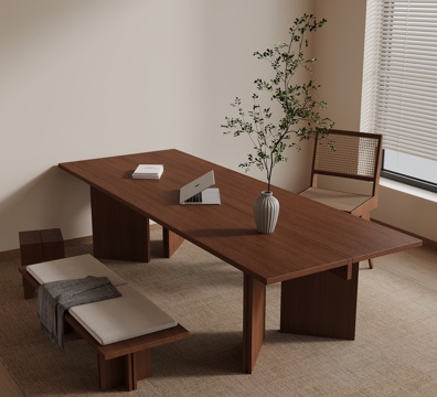  中古風(fēng)書桌椅 凳子 學(xué)習(xí)用品3d模型 