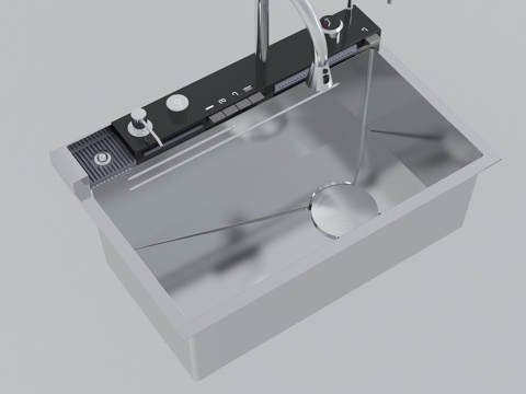  現(xiàn)代不銹鋼水盤(pán)3d模型 