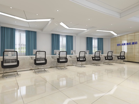  现代接大厅 服务大厅3d模型 