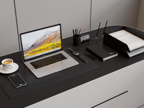  笔记本电脑 平板电脑 手机 手表 笔 咖啡杯 办公文具su模型 