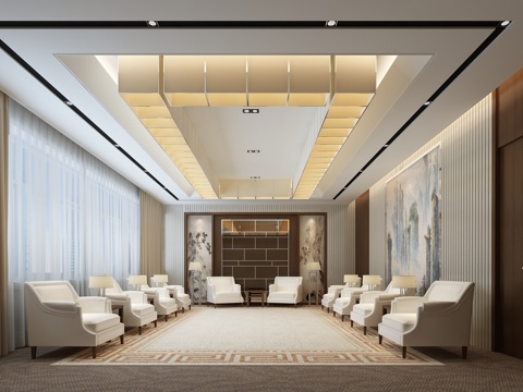  新中式会客接待室3d模型 