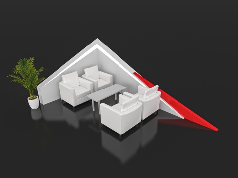  展览展台洽谈室 会议室 接待室 封闭洽谈间 办公区 洽谈区3d模型 