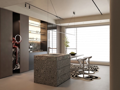 意式風(fēng)格餐廳3d模型 