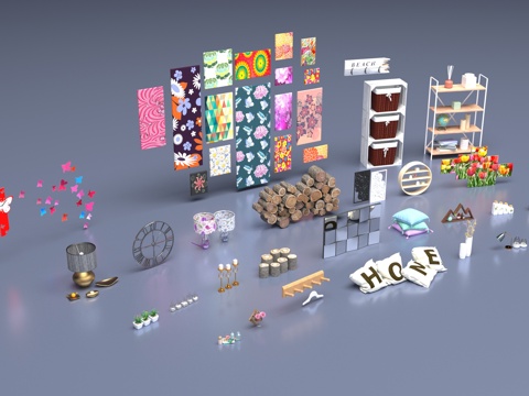  装饰品挂件组合3d模型 