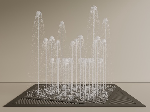  新中式 现代 喷泉 喷泉 流水 水景 水系3d模型 