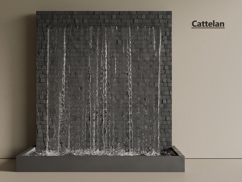  新中式 现代 水幕装置 水幕 水景 喷泉3d模型 