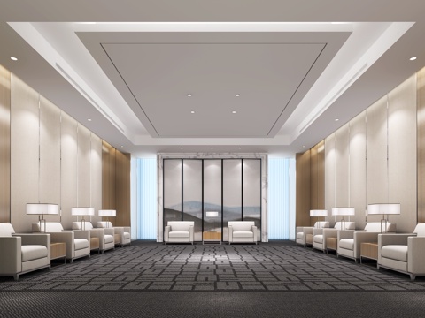  现代接待室3d模型 