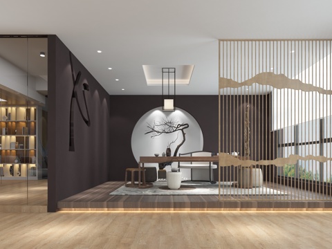  新中式禅意茶室3d模型 