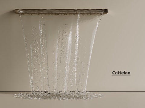  新中式 现代 水幕装置 水景 水幕 水花 流水 瀑布3d模型 