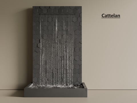  新中式 现代 水幕装置 水幕 水景 喷泉3d模型 