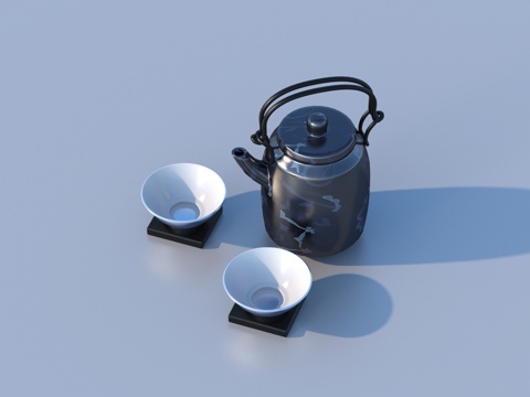  茶具 茶壶 茶杯su模型 