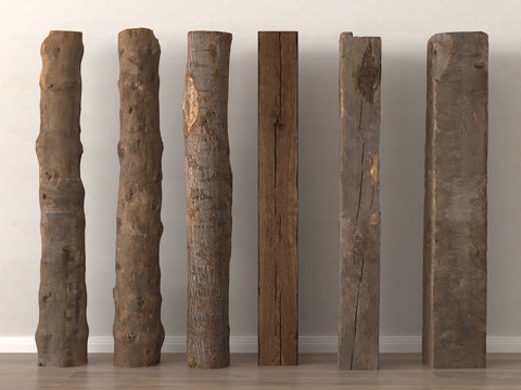  柱子 木条 木桩 旧木头 木柱su模型 