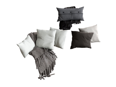  抱枕毯子枕头su模型 