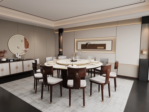  包房 新中式中餐厅包间 酒楼包房3d模型 