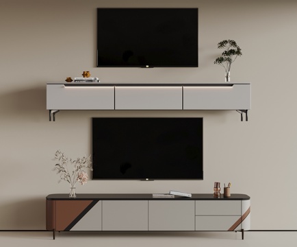  現(xiàn)代輕奢電視柜組合 電視3d模型 