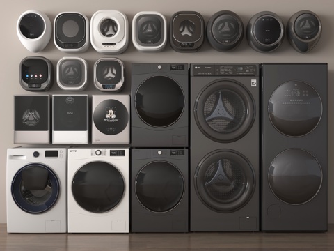  洗衣机 迷你洗衣机 洗鞋机 烘洗一体机su模型 