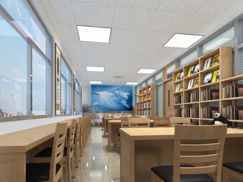  现代图书馆3d模型 