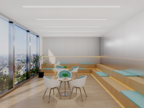  书吧图书馆休息区su模型 