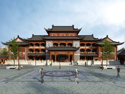  古建 庙宇 中式建筑 小镇 商业街 祠堂3d模型 