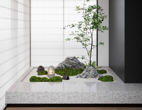  現(xiàn)代室內(nèi)景觀造景 苔蘚景觀 景觀小品 景觀石3d模型 