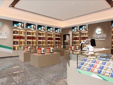  烟酒店3d模型 