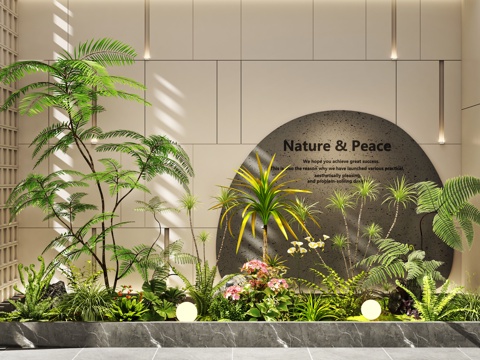  現(xiàn)代室內(nèi)景觀 景觀造景 庭院景觀 植物堆 綠植組合 庭院小品3d模型 