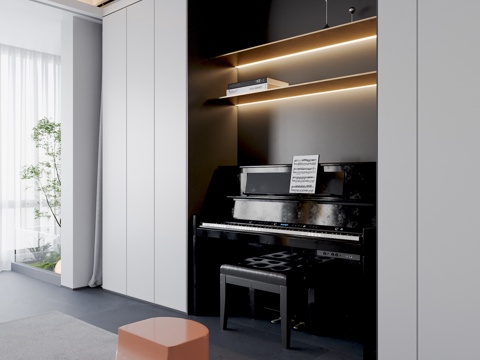  现代钢琴房su模型 