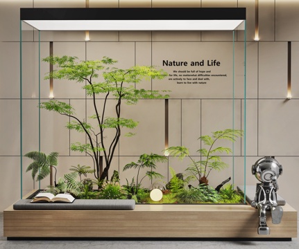  現(xiàn)代室內景觀 景觀造景 植物卡座休息區(qū) 植物造景 庭院景觀3d模型 