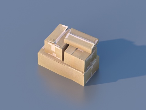  箱子 纸箱子 纸皮箱su模型 