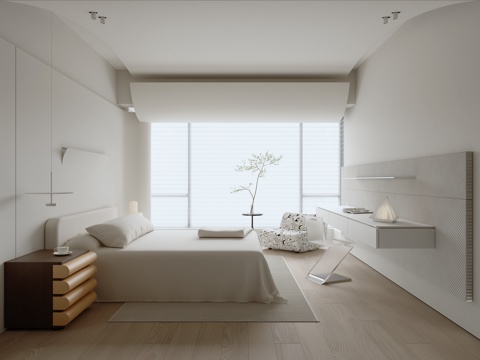  現(xiàn)代極簡臥室3d模型 