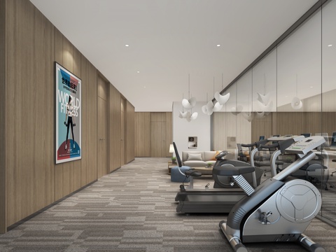  现代休息区 现代健身区 公司健身区3d模型 