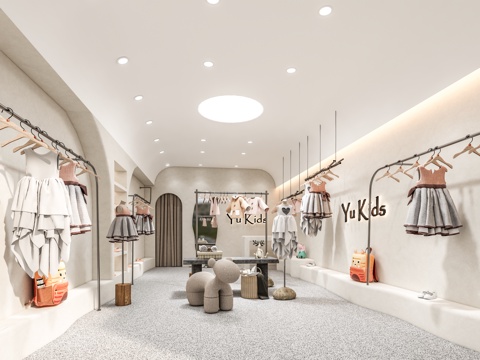  现代服装店 儿童服装店 女装男装服饰店 衣架衣服裙子裤子 展su模型 
