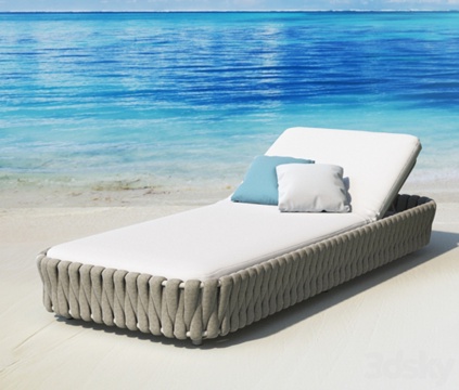  现代沙滩躺椅3d模型下载 带枕头休闲椅 海滩度假放松躺椅 自然宁静风格 