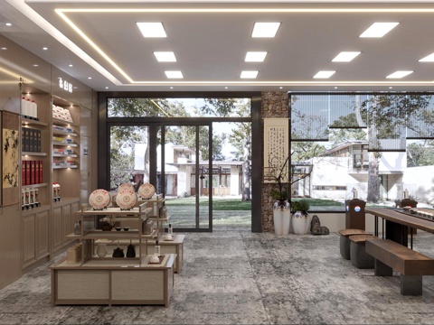  茶叶店3d模型 