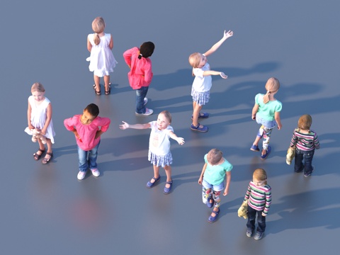  儿童 小孩 多人 人物3d模型 
