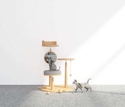  现代爬猫架3d模型 