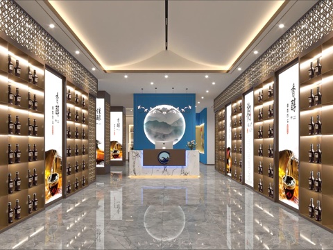  烟酒店3d模型 