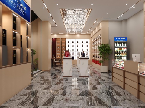  烟酒店3d模型 