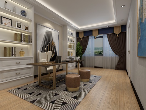  现代办公室3d模型 