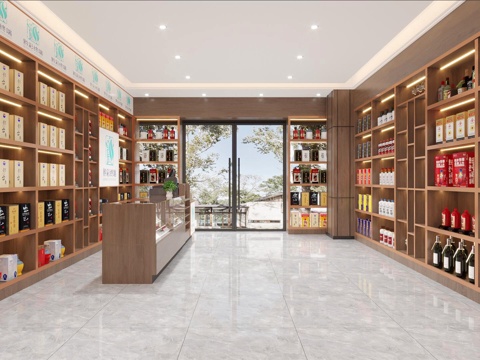  烟酒店3d模型 