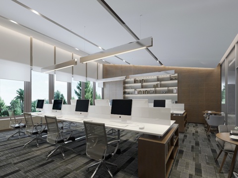  现代办公室 办公区3d模型 