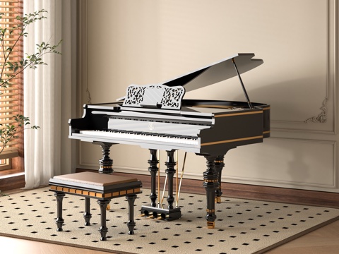  现代钢琴3d模型 
