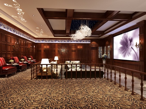  美式ktv会所包间3d模型 