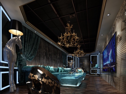  简欧现代酒吧ktv3d模型 