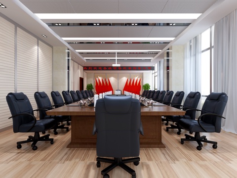  现代会议室 会议桌椅3d模型 