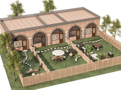  窑洞民宿建筑 陕北窑洞民宿酒店 美丽乡村山洞窑洞 农村农民住su模型 