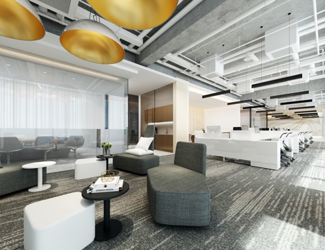  现代办公室 办公区3d模型 