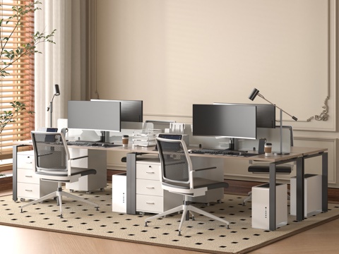  现代办公桌3d模型 