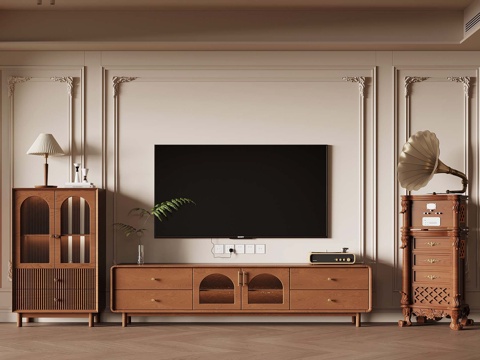  法式中古風(fēng)電視柜 邊柜 法式復(fù)古留聲機(jī)3d模型 